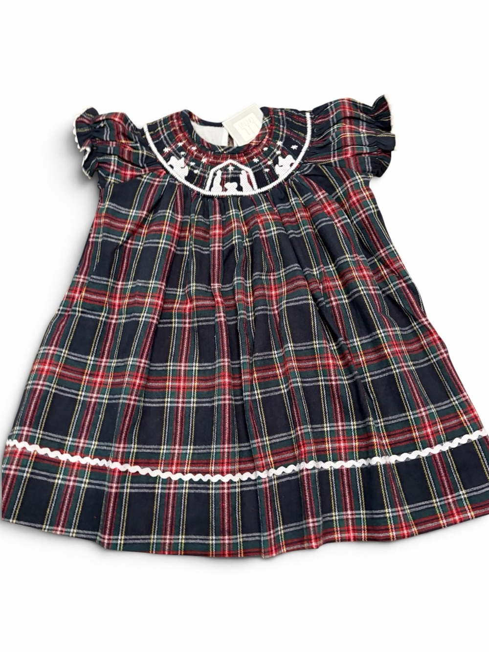 Lil Cactus Smocked Christmas Nativity Plaid Dress. NWT 18-24M